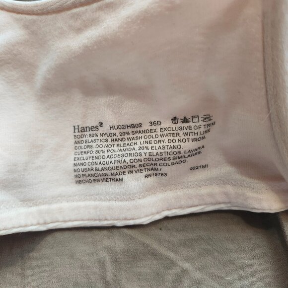 Hanes HU02/HB02 Underwire Bra Low-Cut T-Shirt Light Pink 36D - Picture 9 of 9